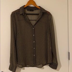 Zara Sheer Diamond Checkered Blouse